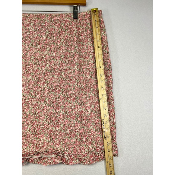 Cottagecore American Eagle Womens 14 Pink Ditsy Floral Ruffle Hem Mini Skirt - Picture 7 of 9